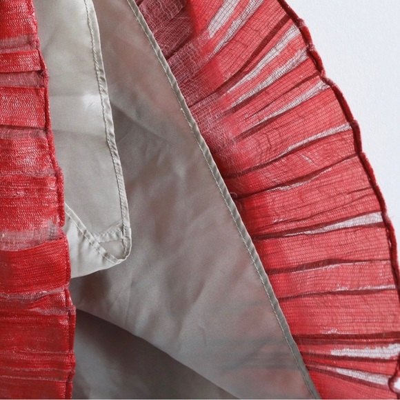 Rare Vintage Rosaria Lamanna skirt unique coated finish brick red pleated full S - Picture 3 of 7